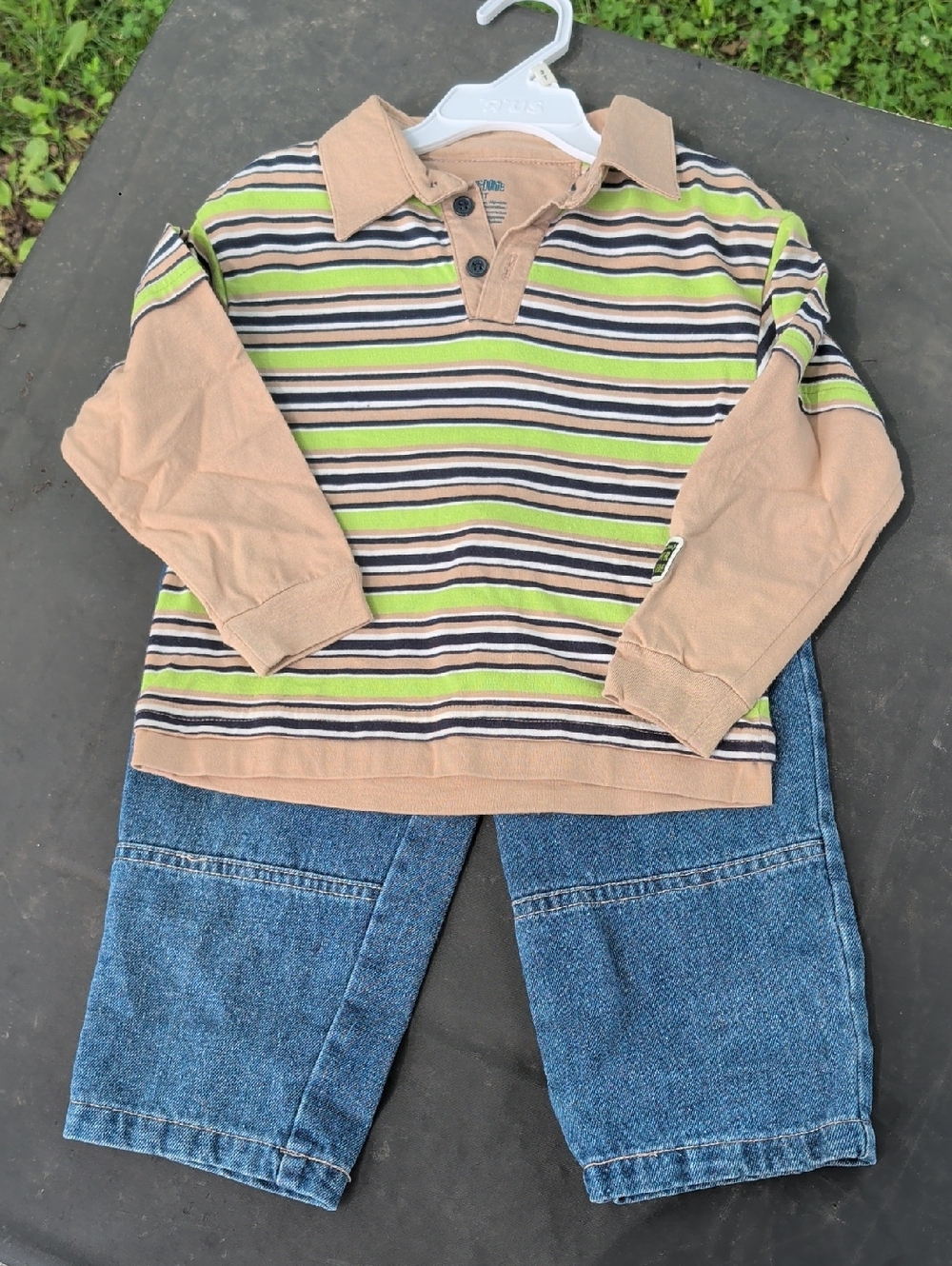 Okie Dokie Striped Polo with Matching Jeans